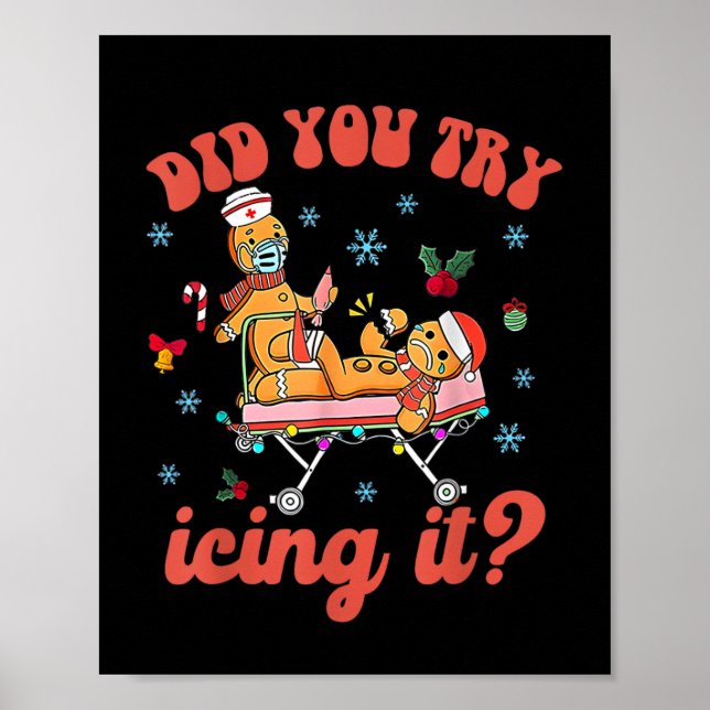 Póster Navidades Divertidos Enfermeras Gingerbread Hombre (Frente)