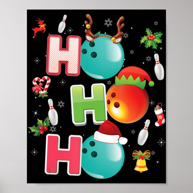 Póster Navidades divertidos Ho Ho Ho Ho Bowling Pajama Sa (Frente)