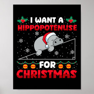 Póster Navidades divertidos Maestra Hippopotenuse Math Lo