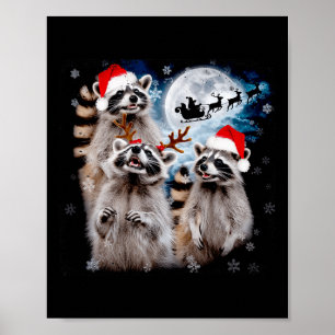 Póster Navidades divertidos Moon Howling Raccoon Xmas Hom