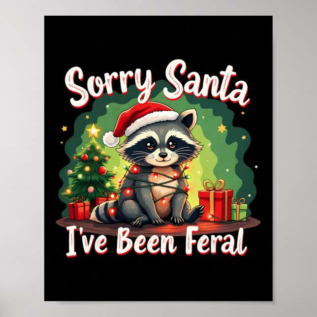 Póster Navidades divertidos Raccoon Meme Lo siento Santa  (Frente)