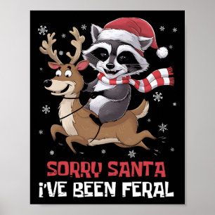 Póster Navidades divertidos Raccoon Meme Lo siento Santa