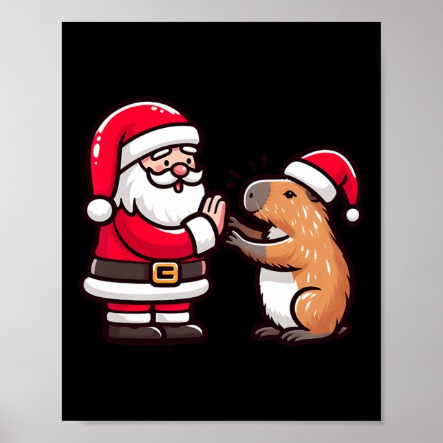 Póster Navidades divertidos Santa Claus Capybara Alta Cin (Frente)