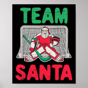 Póster Navidades divertidos Santa Ice Hockey Goaltender 2