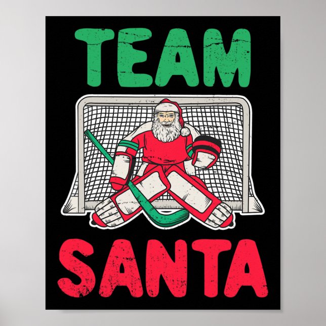 Póster Navidades divertidos Santa Ice Hockey Goaltender 2 (Frente)