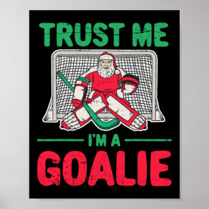 Póster Navidades divertidos Santa Ice Hockey Goaltender G