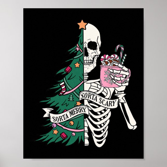 Póster Navidades divertidos Sorta Merry Sorta Scary Skele (Frente)