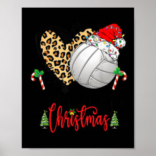 Póster Navidades divertidos Voleibol Heartbeat Santa Hat