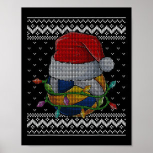 Póster Navidades divertidos voleibol Santa Hat navidad pi