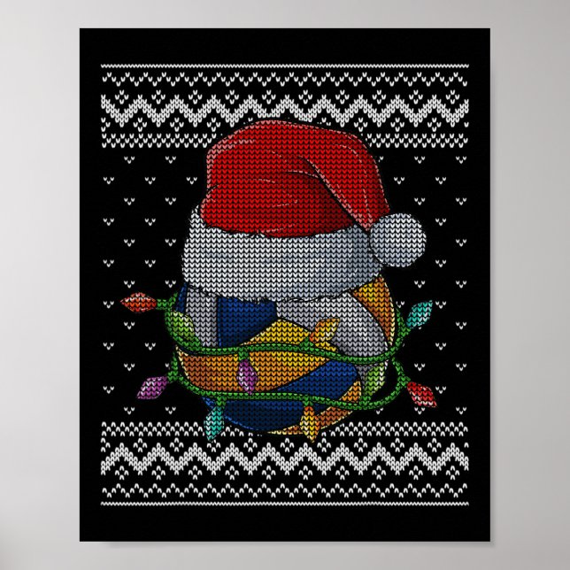 Póster Navidades divertidos voleibol Santa Hat navidad pi (Frente)