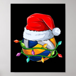 Póster Navidades divertidos Voleibol Santa Hat Xmas Hombr