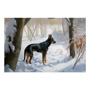 Póster Navidades Doberman Pinscher Let It Snow