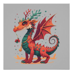 Póster Navidades Dragón de renos Resumen Personalizado el