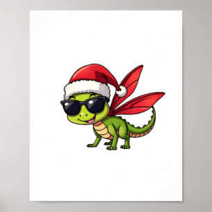 Póster Navidades Dragonfly Santa Hat Divertidos niños de 