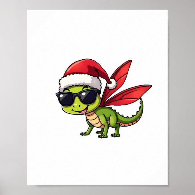 Póster Navidades Dragonfly Santa Hat Divertidos niños de  (Frente)