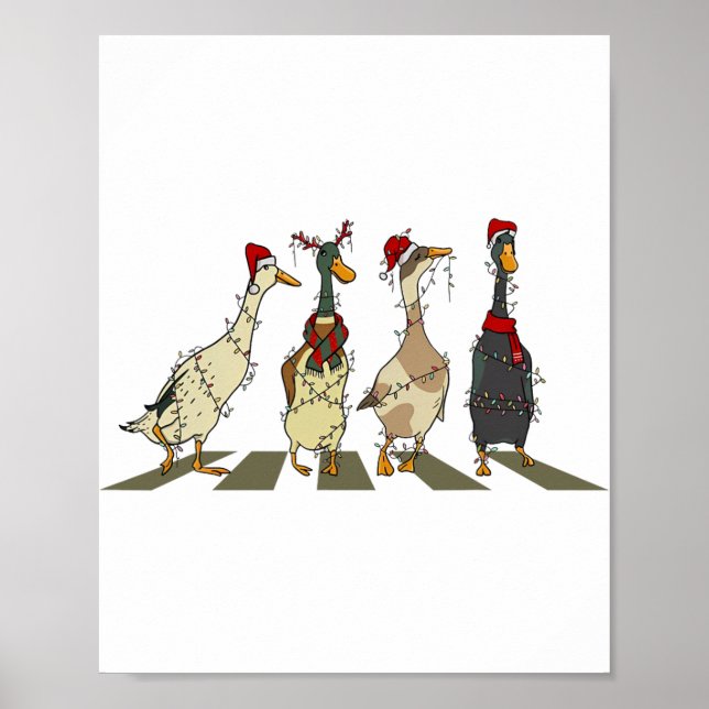 Póster Navidades Ducks Árbol Luces Navidades de pato Fa (Frente)