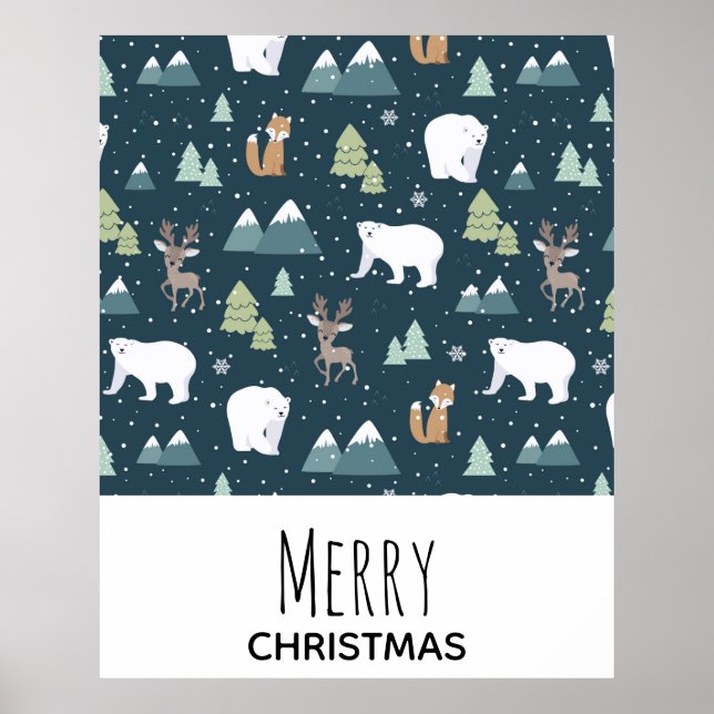 Póster Navidades educados Animales de Invierno Patrón Rús (Frente)