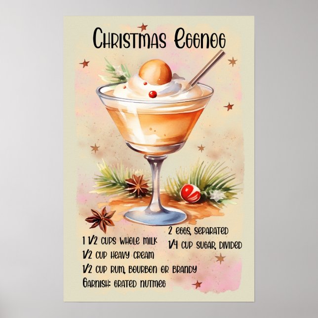 Póster Navidades eggnog Navidades de recetas (Frente)