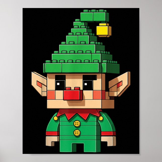 Póster Navidades Elf Block Building Builder Brick Master (Frente)