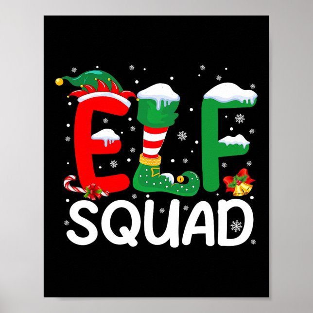 Póster Navidades Elf Squad Familia Pareja A Niños Pajamas (Frente)