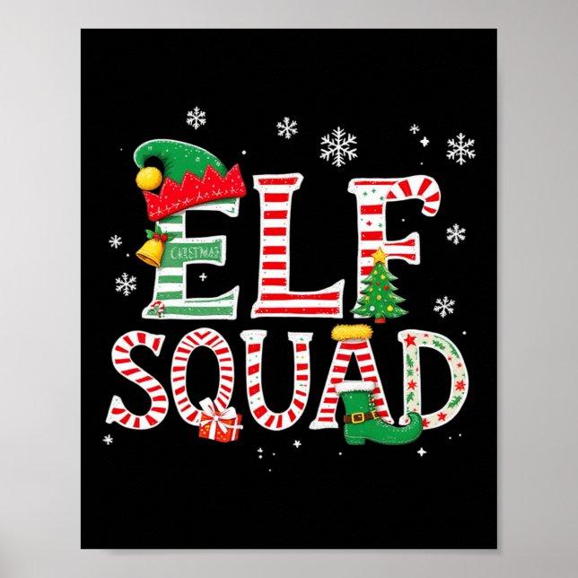 Póster Navidades Elf Squad Familia Pareja A Niños Pajamas (Frente)