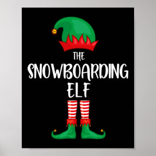 Póster Navidades elfos de Snowboard Fiesta de la familia 