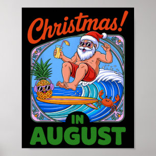 Póster Navidades En Agosto Vacaciones De Verano Graciosa 