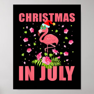 Póster navidades en flamingo rosa julio graciosos hombres