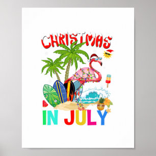 Póster navidades en flamingo rosa julio graciosos hombres