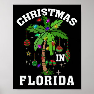 Póster Navidades En Florida Deck The Palm Tree Xmas Winte