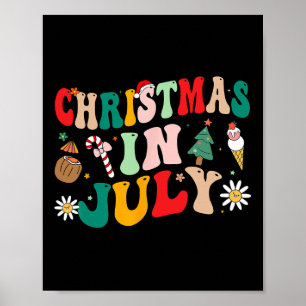 Póster Navidades En Julio Camisetas Groovy Xmas Summer Me