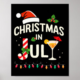 Póster Navidades En Julio Con Candy Cane Para La Playa De
