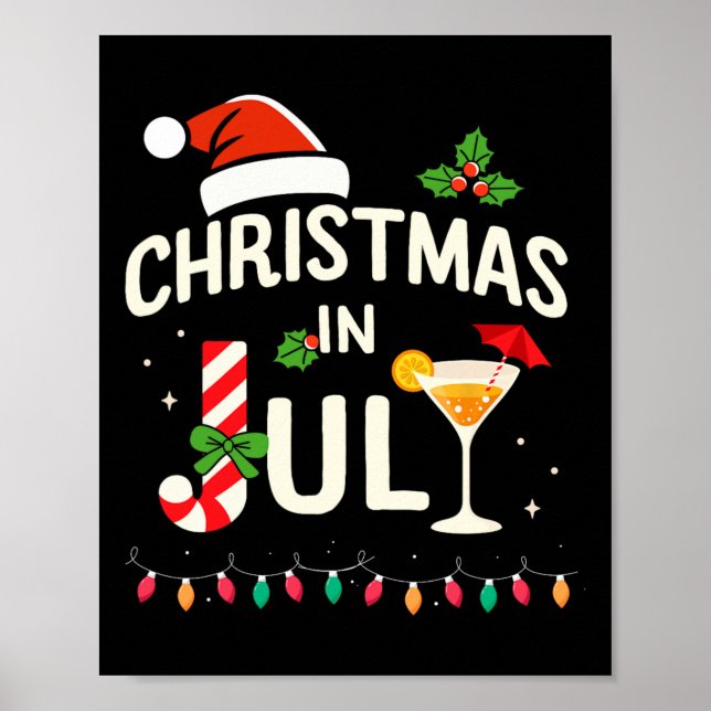 Póster Navidades En Julio Con Candy Cane Para La Playa De (Frente)