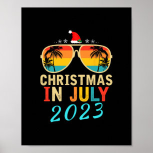 Póster navidades en julio de 2023 renos merry santa veran