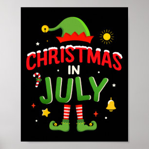 Póster Navidades En Julio Divertido Elf Para Verano Xmas 