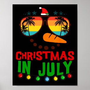 Póster Navidades En Julio Divertido Snowman Beach Summer