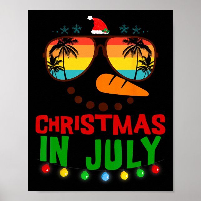 Póster Navidades En Julio Divertido Snowman Beach Summer  (Frente)