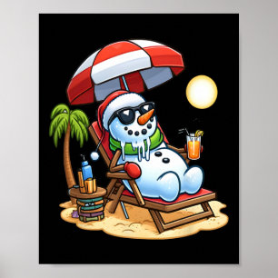 Póster Navidades En Julio Divertido Snowman Summer Fun Be