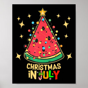 Póster Navidades En Julio Fiesta Watermelon Christmas Tre