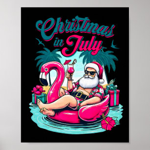 Póster Navidades En Julio Funny Santa Relax En La Playa