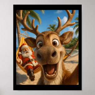 Póster Navidades En Julio - Niños Renos Selfie Santa Boys