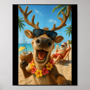 Póster Navidades En Julio - Niños Renos Selfie Santa Boys