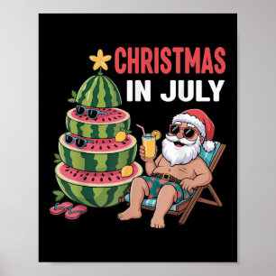 Póster Navidades En Julio Santa Beach Watermelon Niños To