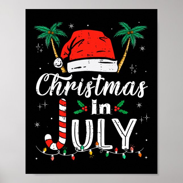 Póster Navidades En Julio Santa Hat Graciosos Xmas Hombre (Frente)