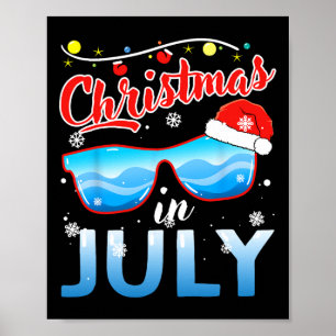 Póster Navidades En Julio Santa Hat Sungles Niños Hombres