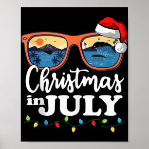 Póster Navidades En Julio Santa Hat Vaca Verano