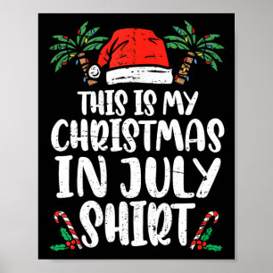 Póster Navidades En Julio Shirt Santa Hat Summer Beach Va