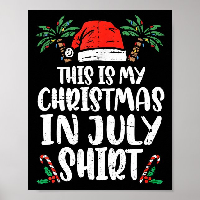 Póster Navidades En Julio Shirt Santa Hat Summer Beach Va (Frente)