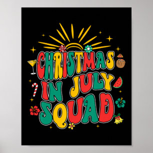 Póster Navidades En Julio Squad Groovy Retro Beach Summer