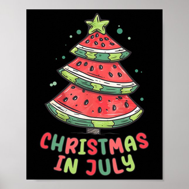 Póster Navidades En Julio Watermelon Xmas Árboles Hombres (Frente)